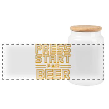 Appuyez sur Start Pour la bière Retro Gamer Spruch Für - Boîte à biscuits avec couvercle en bois - blanc - Devant