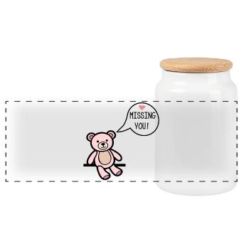 Tu me manque - Boîte à biscuits avec couvercle en bois - blanc - Devant