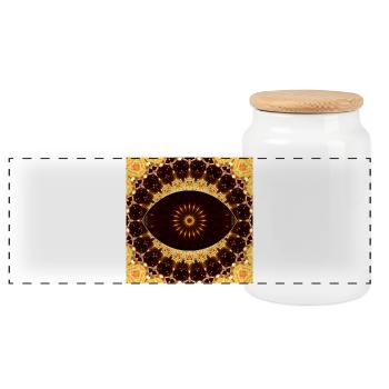 Solar Kaleidoscope Mandala - Panoramic Cookie Jar with Wooden Lid - white - Front