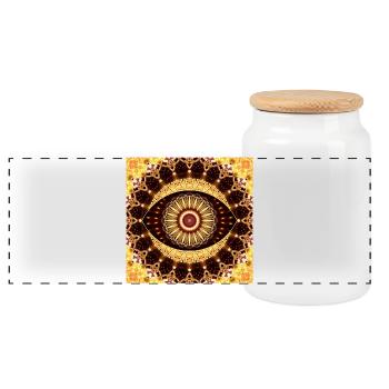 Kaleidoscope Mandala Gold Tones - Panoramic Cookie Jar with Wooden Lid - white - Front