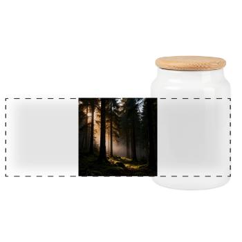 Wald Bushcraft Survival Poster - Panorama Keksdose mit Holzdeckel - Weiß - Vorne