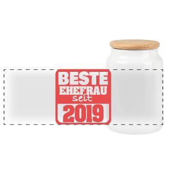 Woman 2019 - Panoramic Cookie Jar with Wooden Lid - white - Front