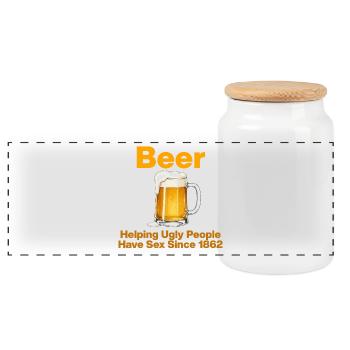 Bière, depuis 1862 en aide aux gens, bière, amateur de bière - Boîte à biscuits avec couvercle en bois - blanc - Devant