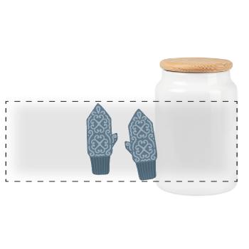 Selbu Norwegian Mittens - Panoramic Cookie Jar with Wooden Lid - white - Front