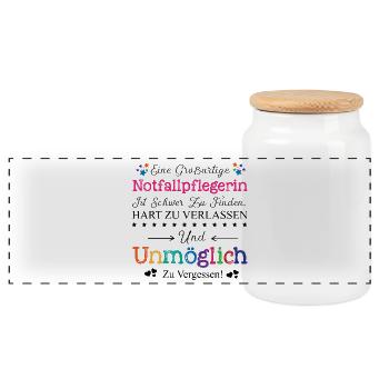 Emergency nurse profession gift farewell nurse - Panoramic Cookie Jar with Wooden Lid - white - Front