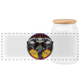 Elefant mit Sonnenbrille im Neon-Kreis - Panorama Keksdose mit Holzdeckel - Weiß - Vorne