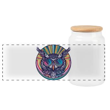 Eule Sonnenbrille Animal - Panorama Keksdose mit Holzdeckel - Weiß - Vorne
