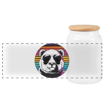Lunettes de soleil rétro Panda - Boîte à biscuits avec couvercle en bois - blanc - Devant