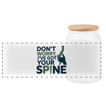 Chiropractor Dont Worry Ive Got Your Spine Pro  - Panoramic Cookie Jar with Wooden Lid - white - Front