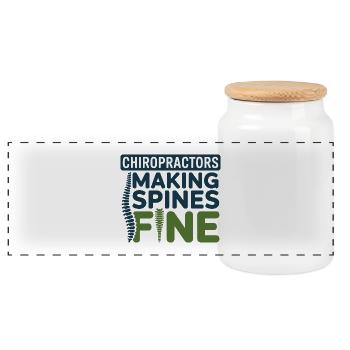 Chiropractor Making Spines Fine Professional DC  - Panoramic Cookie Jar with Wooden Lid - white - Front