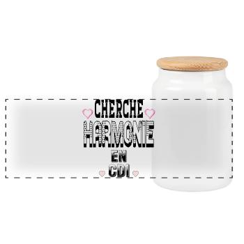 Looking for harmony on a permanent contract - Panoramic Cookie Jar with Wooden Lid - white - Front