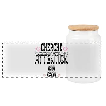 Seek attention on a permanent contract - Panoramic Cookie Jar with Wooden Lid - white - Front