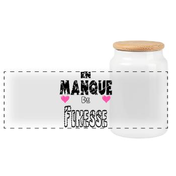 Lacking Finesse - Panoramic Cookie Jar with Wooden Lid - white - Front