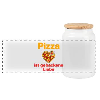 Pizza Is Baked Love, Pizza Lover, Foodie - Panoramic Cookie Jar with Wooden Lid - white - Front
