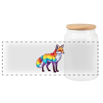 Buntes Fuchs-Regenbogen-Pop-Art-Aquarell - Panorama Keksdose mit Holzdeckel - Weiß - Vorne