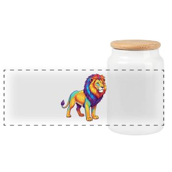 Aquarelle Pop Art Arc-en-ciel Lion Coloré - Boîte à biscuits avec couvercle en bois - blanc - Devant