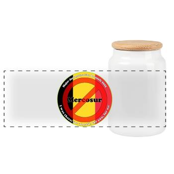 Farmers' protest against Mercosur - Panoramic Cookie Jar with Wooden Lid - white - Front