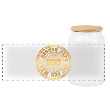 Father 2019 - Panoramic Cookie Jar with Wooden Lid - white - Front