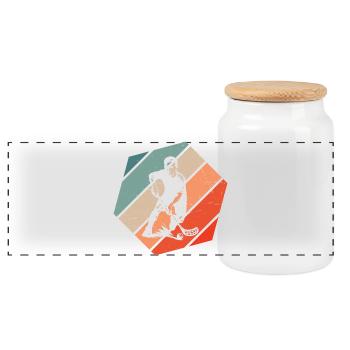 Kompaktes Floorball Design für Unihockey - Panorama Keksdose mit Holzdeckel - Weiß - Vorne