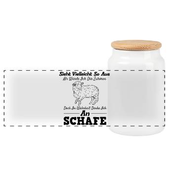 Drôle cadeau d’éleveur d’animaux de ferme qui dit moutons - Boîte à biscuits avec couvercle en bois - blanc - Devant