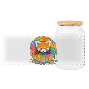 Regenbogen Donutfuchs - Panorama Keksdose mit Holzdeckel - Weiß - Vorne