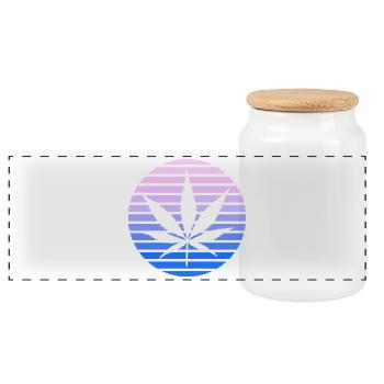 Cannabis Hanfblatt Retro Sunset Vintage Stil - Panorama Keksdose mit Holzdeckel - Weiß - Vorne