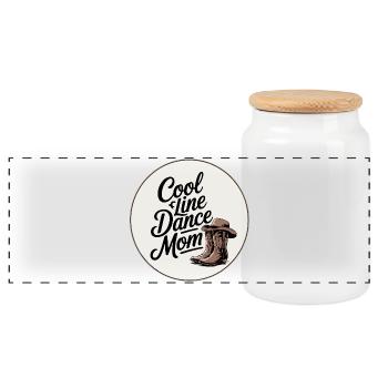 Cool Line Dance Mom - Panoramic Cookie Jar with Wooden Lid - white - Front