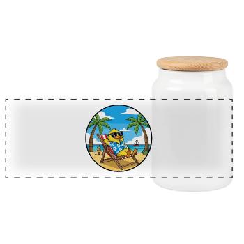 Cool Duck Beach Vacation Summer Vibes - Panorama Keksdose mit Holzdeckel - Weiß - Vorne