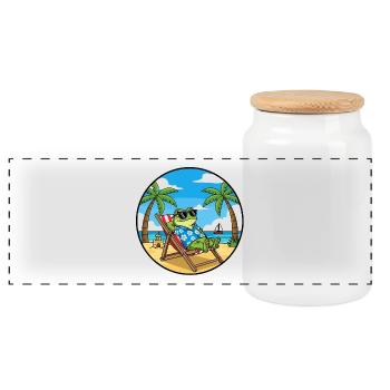 Cool Frog Beach Vacation Summer Vibes - Panorama Keksdose mit Holzdeckel - Weiß - Vorne