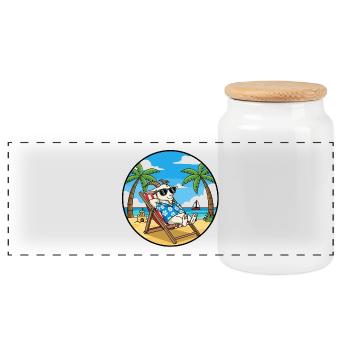 Coole Sommer-Stimmung im Ziegenstrandurlaub - Panorama Keksdose mit Holzdeckel - Weiß - Vorne