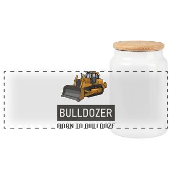 Bulldozer Born to Bulldozer – Conception d’équipements de construction - Boîte à biscuits avec couvercle en bois - blanc - Devant