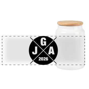 Jga 2026 Bachelor Party - Panoramic Cookie Jar with Wooden Lid - white - Front