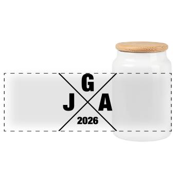 Jga 2026 Bachelor Party - Panoramic Cookie Jar with Wooden Lid - white - Front
