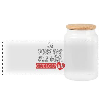 Je peux pas j'ai déjà quelqu'un - Boîte à biscuits avec couvercle en bois - blanc - Devant