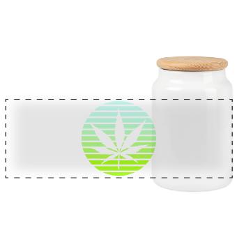 Cannabis Hanfblatt Retro Sunset Vintage Stil - Panorama Keksdose mit Holzdeckel - Weiß - Vorne