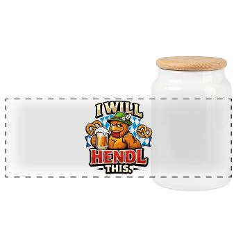 I Will Hendl This Lustiges Wortspiel Bayern - Panoramic Cookie Jar with Wooden Lid - white - Front