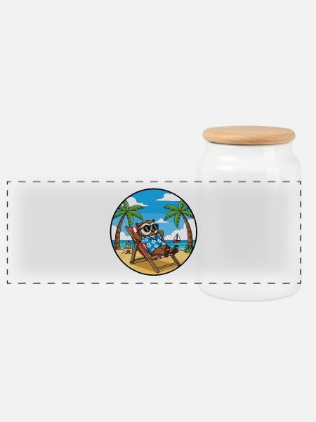 Coole Eulenstrandurlaub-Sommervibes - Panorama Keksdose mit Holzdeckel - Weiß