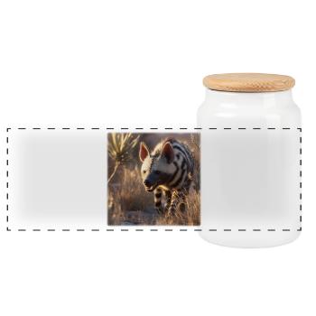 Conception de la nature de la faune du désert de la hyène rayée - Boîte à biscuits avec couvercle en bois - blanc - Devant