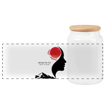 Sonnenmond-Silhouette mit rotem Orb - Panorama Keksdose mit Holzdeckel - Weiß - Vorne