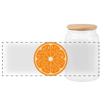 Lebendige Orangenscheibenfrüchte Retro-Zitruskunst - Panorama Keksdose mit Holzdeckel - Weiß - Vorne