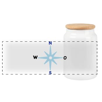 Compass Cardinal Directions Star Compass Maritime - Panoramic Cookie Jar with Wooden Lid - white - Front