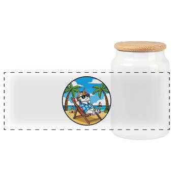 Ambiance estive de vacances à la plage de licorne - Boîte à biscuits avec couvercle en bois - blanc - Devant