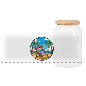 Cool Pig Beach Vacation Summer Vibes - Panorama Keksdose mit Holzdeckel - Weiß - Vorne