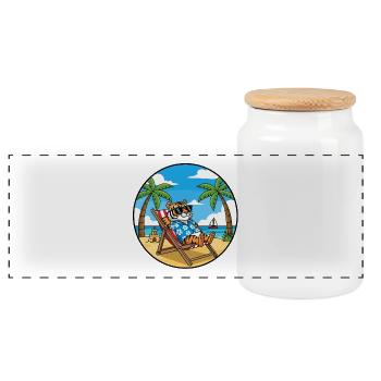 Coole Tiger Beach Vacation Sommer-Vibes - Panorama Keksdose mit Holzdeckel - Weiß - Vorne