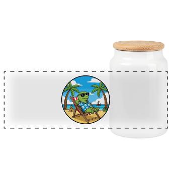 Coole Turtle Beach Vacation Sommer-Vibes - Panorama Keksdose mit Holzdeckel - Weiß - Vorne