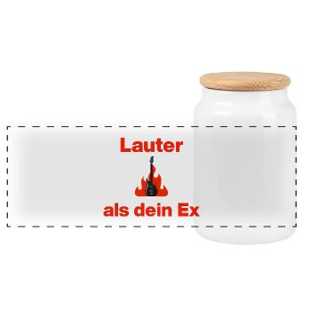 Lauter als dein Ex, jetzt auf Shirt! Partner - Panorama Keksdose mit Holzdeckel - Weiß - Vorne