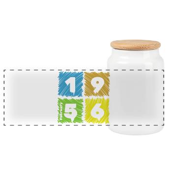 Patches colorées pour le 70e anniversaire depuis 02/1956 - Boîte à biscuits avec couvercle en bois - blanc - Devant