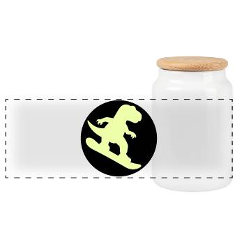 Kids Snowboard Dinosaur - Panoramic Cookie Jar with Wooden Lid - white - Front