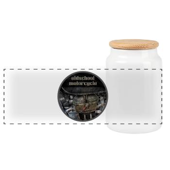 Moto à l’ancienne - Boîte à biscuits avec couvercle en bois - blanc - Devant