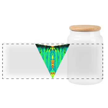 Totem Numérique, Gardien Néon, Bête de Symétrie - Boîte à biscuits avec couvercle en bois - blanc - Devant